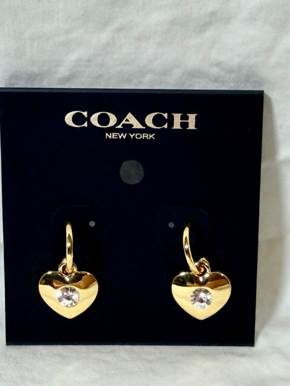 Coach heart dangle huggie earrings